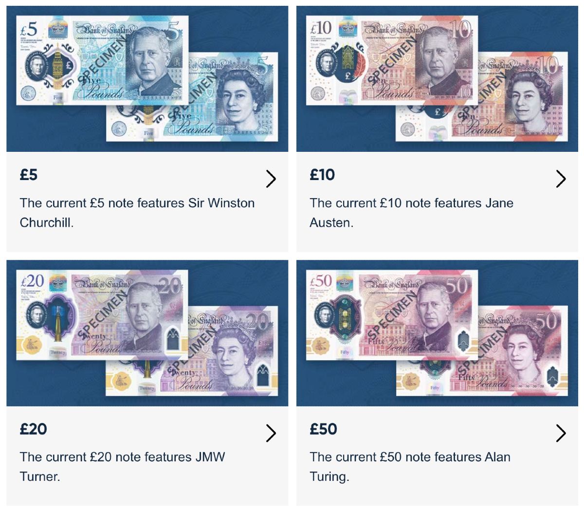 Banconote sterline Regno Unito
